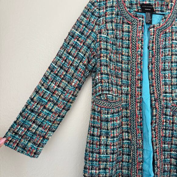 Doncaster Collection Womens Multicolor Tweed Wool Blend Blazer Coat Work Size 10 - Picture 3 of 10